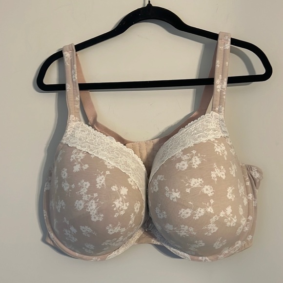 Cacique Lightly Lined Full Coverage Bra Sz 46DDD Underwire pink Floral Print 🟨 - Picture 1 of 5